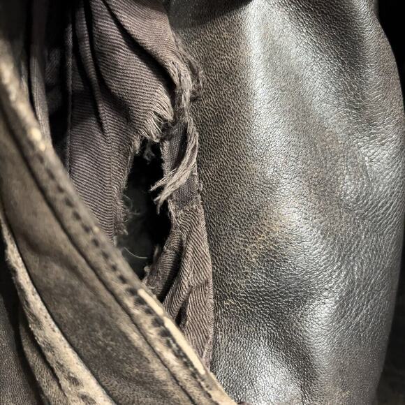 Vintage Brown Leather Bomber Large Full Zip Jacket Dad 80s 90s Distressed Heavy - Picture 4 of 15